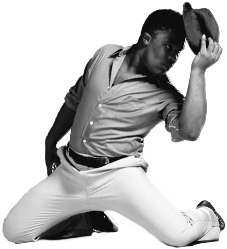 dancer on knees with hat